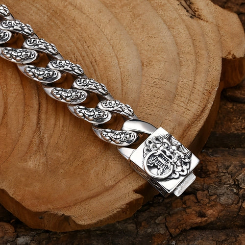 925 Sterling Silver Faucet Bracelet Money Drawing Pi Xiu Men's Thick