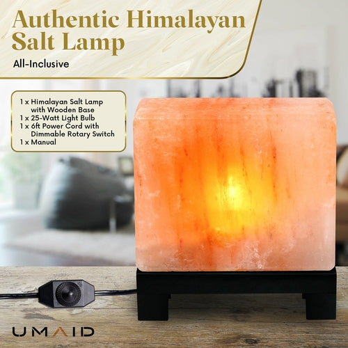 UMAID Authentic Natural Himalayan Salt Lamp, Hand-Carved Modern