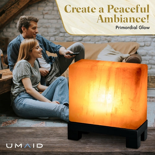UMAID Authentic Natural Himalayan Salt Lamp, Hand-Carved Modern