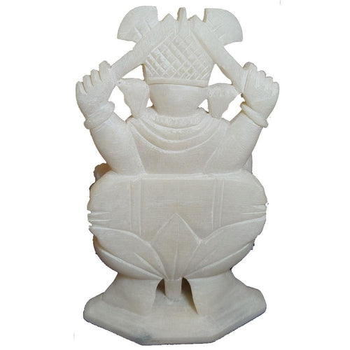Small White Marble Texture Ganesha Statue Sculpture