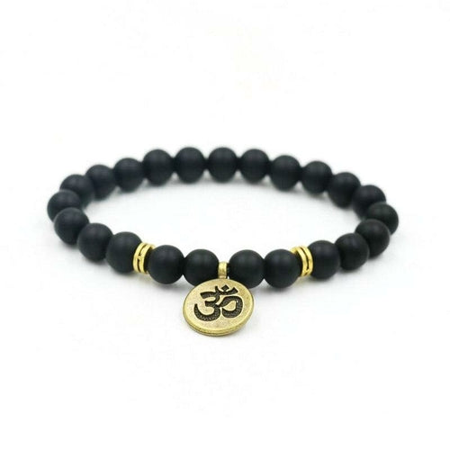 Yoga Bracelets Black Beaded with Spiritual Charms