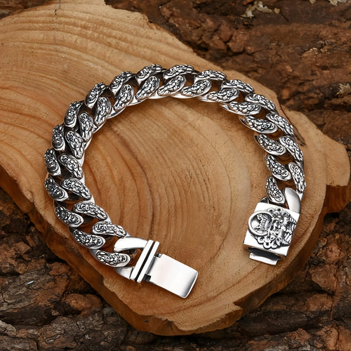 925 Sterling Silver Faucet Bracelet Money Drawing Pi Xiu Men's Thick