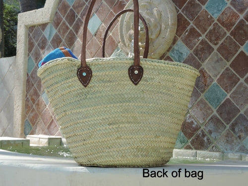 Straw Bag/Yoga Bag, Hand-Painted Black Om Symbol