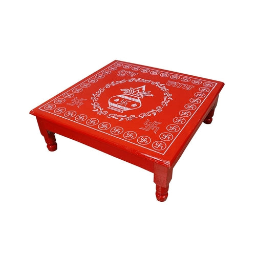 Large Swastik Wooden Puja Patla 18x18 (FLOOR TABLE)